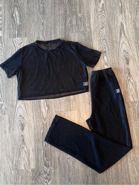 Sheer Black Mesh Two-Piece Set